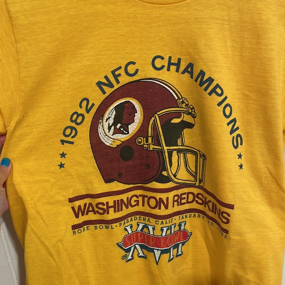 Vintage 1982 NFC Champions Washington Redskins XVII Rose Bowl Super Bowl T-Shirt - Picture 5 of 8